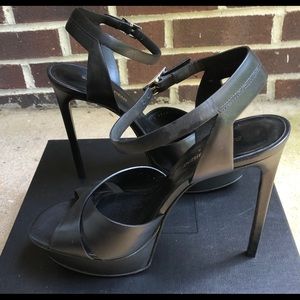 YSL St Laurent Tribute Platform Heels Black 40